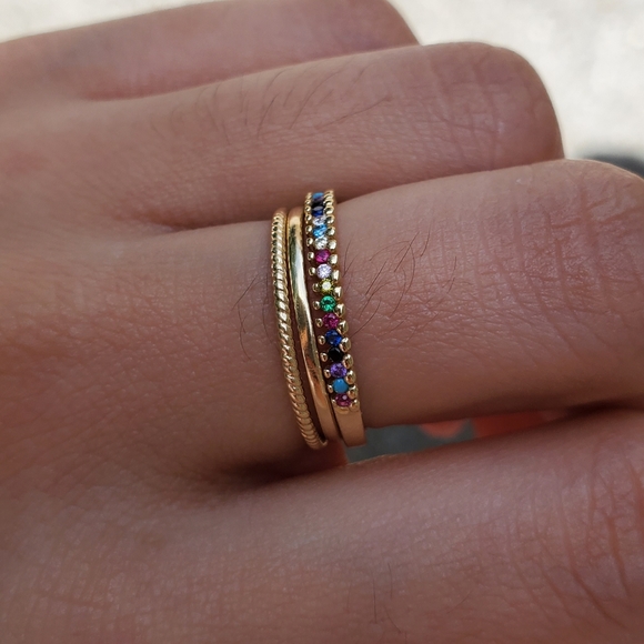 14k solid yellow gold gemstone band/ring - Picture 1 of 8